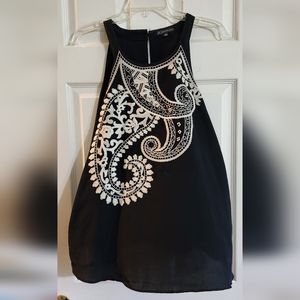 Navy Embroidered Top